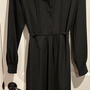 Zara Black Buttoned Midi Dress with Bishop Sleeves